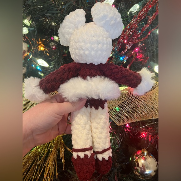 Christmas Ballerina Mouse Handcrafted Crochet Plushie Soft Snuggle Yarn Holiday - Picture 3 of 3